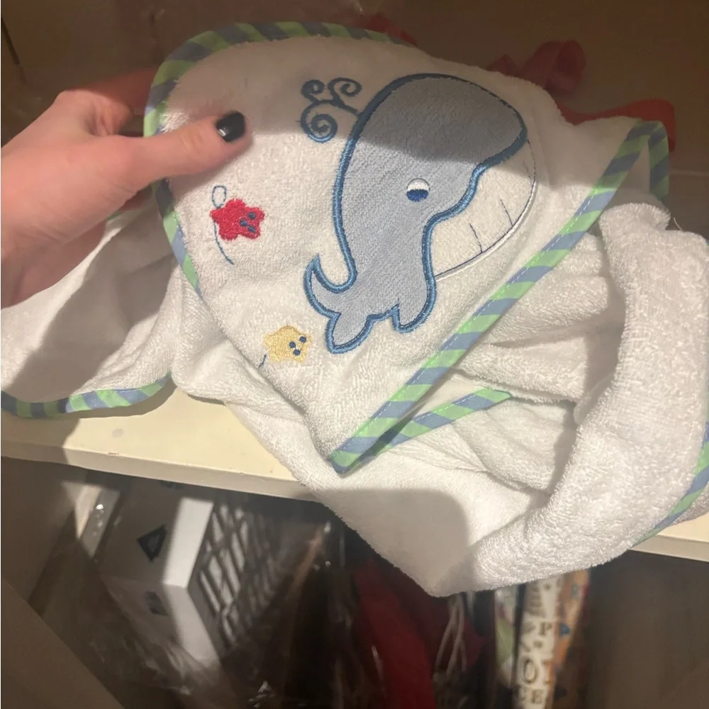 Spasilk Blue Baby Towel Whale + Wash Cloths